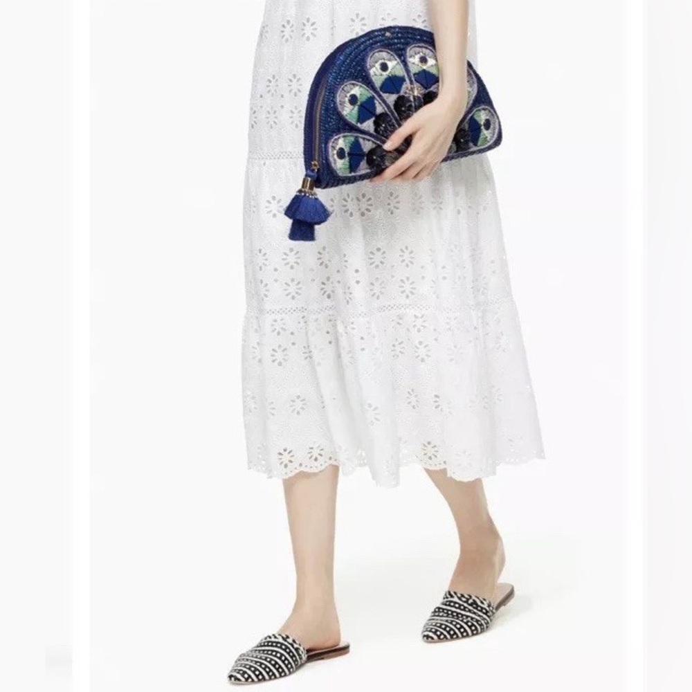 Kate Spade Raffia Peacock Clutch